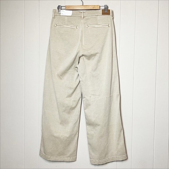 American Eagle NWT Baggy Wide Leg Khaki Pants 10 SHORT trousers high rise waist - Picture 3 of 12